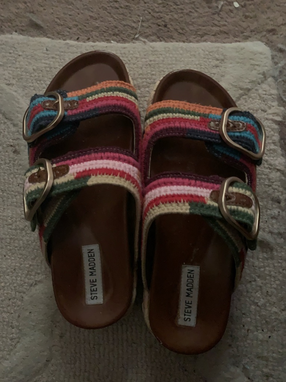 Steve Madden Multicolor Embroidered Platform Slides